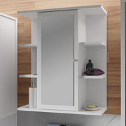 Ipsarion Hanging Cupboard with 1 Mirror Door, 6 Shelves & Silver Handle in White – image 5
