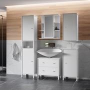 Ipsarion Hanging Cupboard with 1 Mirror Door, 6 Shelves & Silver Handle in White – image 6
