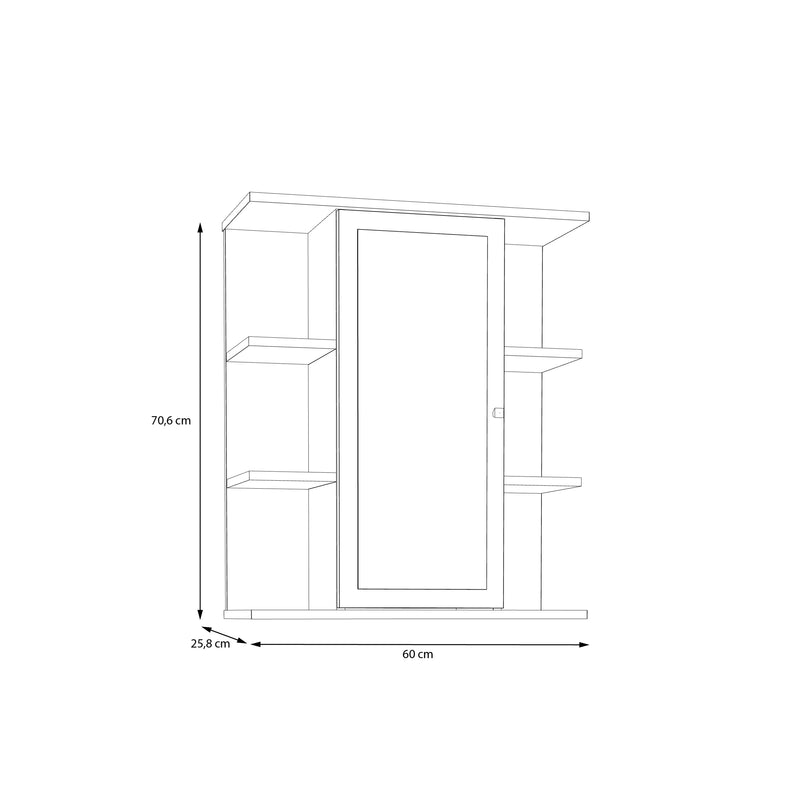 Ipsarion Hanging Cupboard with 1 Mirror Door, 6 Shelves & Silver Handle in White – image 7