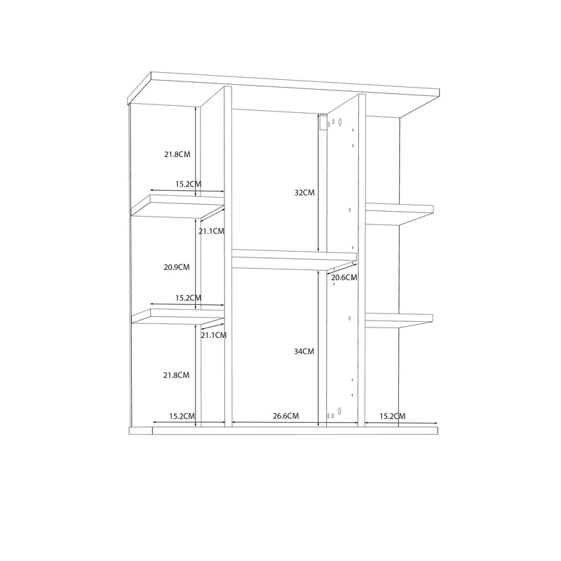 Ipsarion Hanging Cupboard with 1 Mirror Door, 6 Shelves & Silver Handle in White – image 8