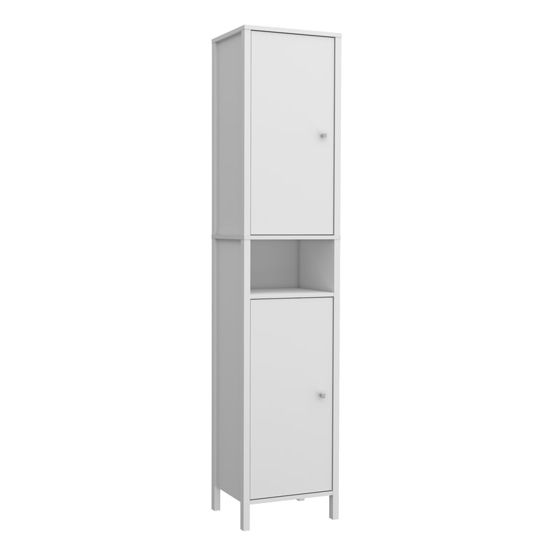 Ipsarion High Cupboard with 2 Doors & Silver Handles in White – image 1