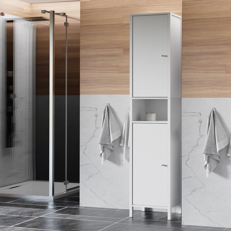 Ipsarion High Cupboard with 2 Doors & Silver Handles in White – image 5