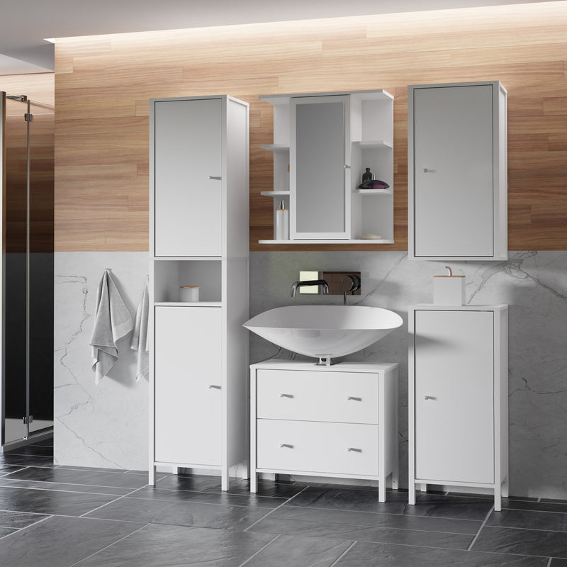 Ipsarion High Cupboard with 2 Doors & Silver Handles in White – image 6