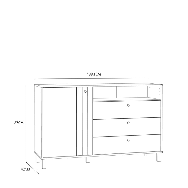 Grafton 1 Door 3 Drawer Chest In Cream and Oak – image 11