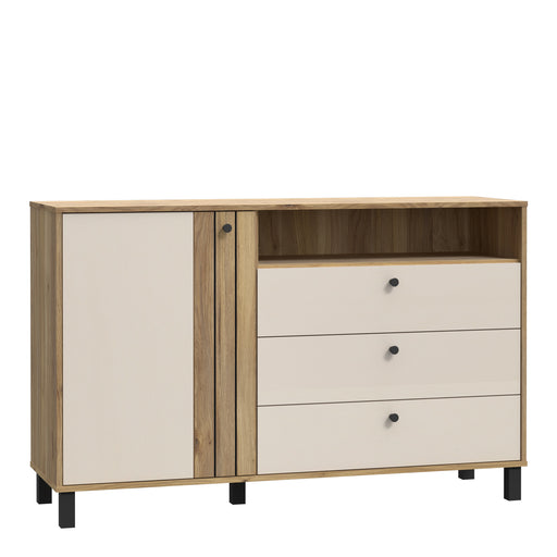Grafton 1 Door 3 Drawer Chest In Cream and Oak – image 1