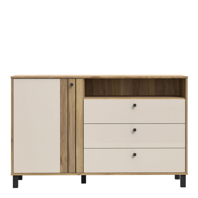 Grafton 1 Door 3 Drawer Chest In Cream and Oak – image 2