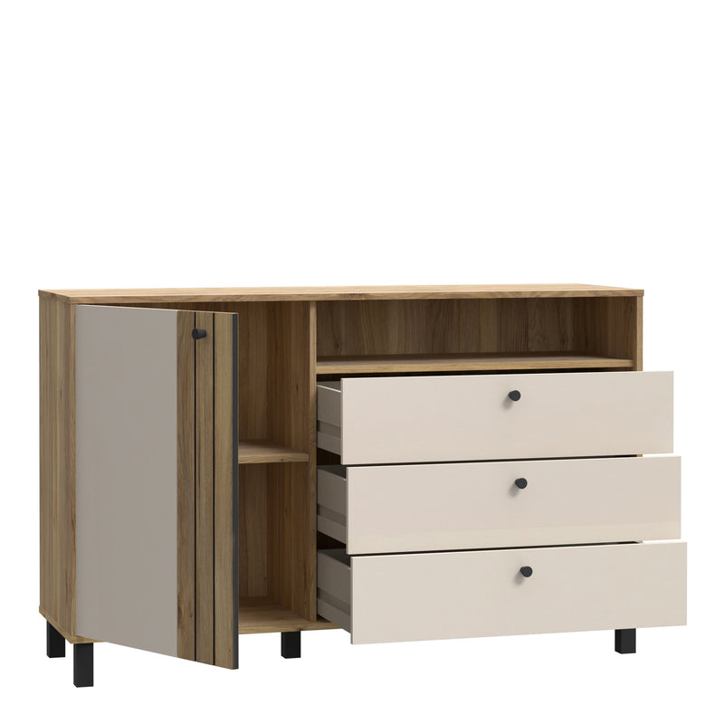 Grafton 1 Door 3 Drawer Chest In Cream and Oak – image 3