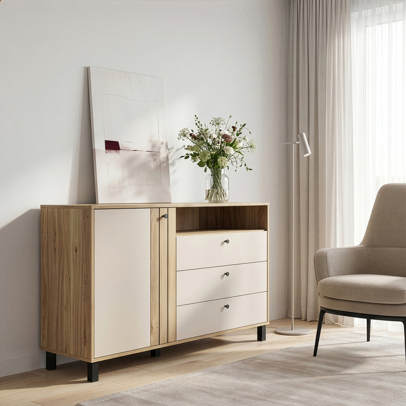 Grafton 1 Door 3 Drawer Chest In Cream and Oak – image 5
