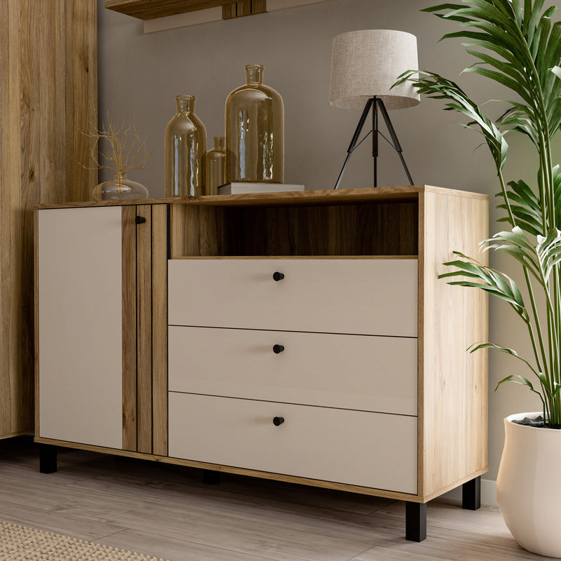 Grafton 1 Door 3 Drawer Chest In Cream and Oak – image 8
