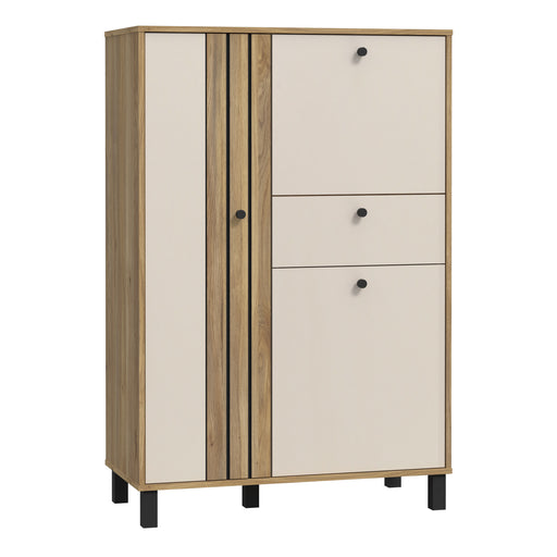 Grafton 3 Door 1 Drawer Cabinet In Cream and Oak – image 1