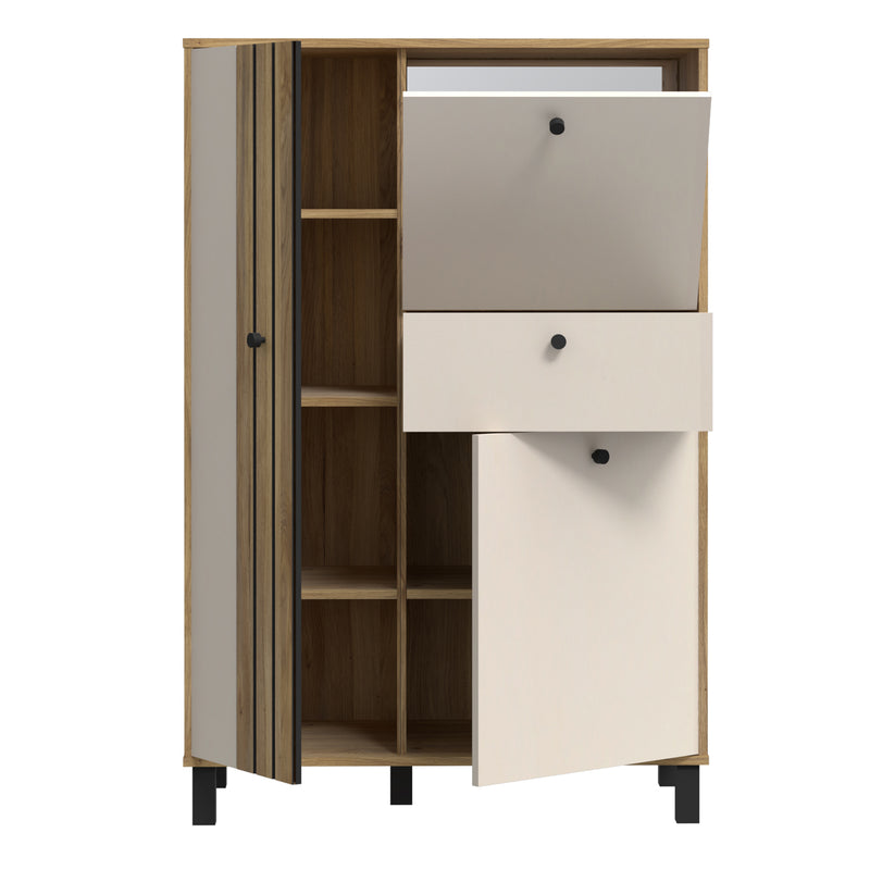 Grafton 3 Door 1 Drawer Cabinet In Cream and Oak – image 3