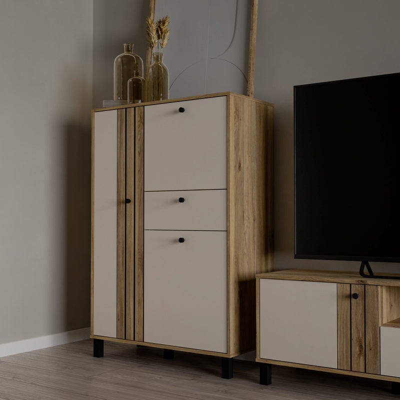 Grafton 3 Door 1 Drawer Cabinet In Cream and Oak – image 7