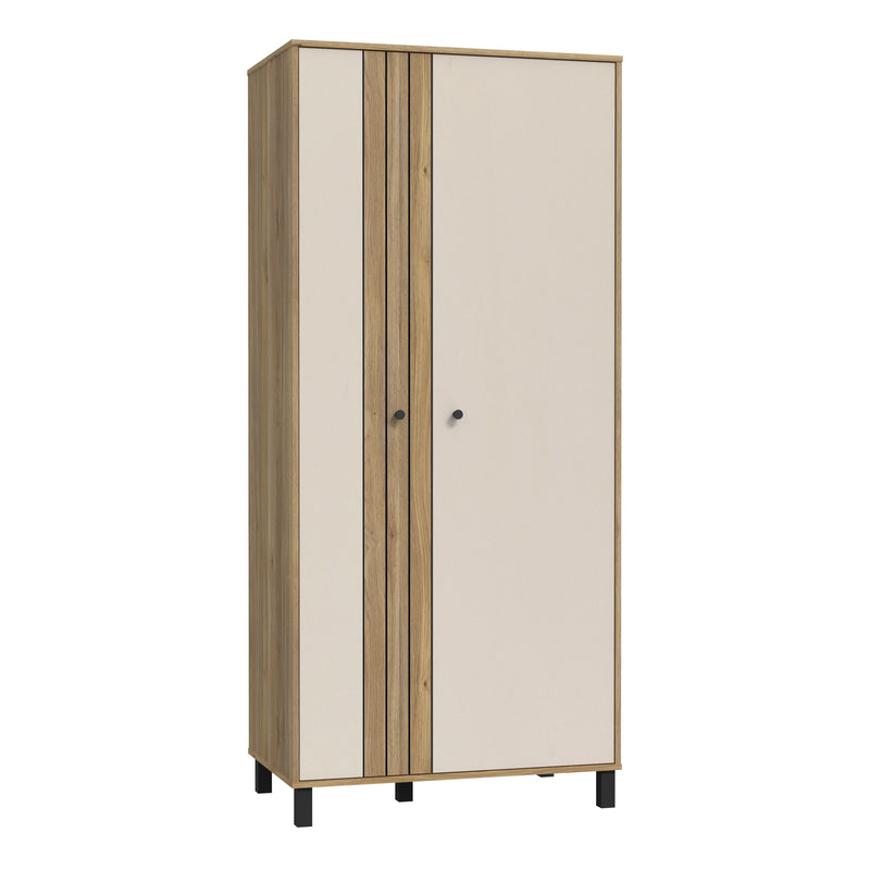 Grafton 2 Door Wardrobe In Cream and Oak – image 1