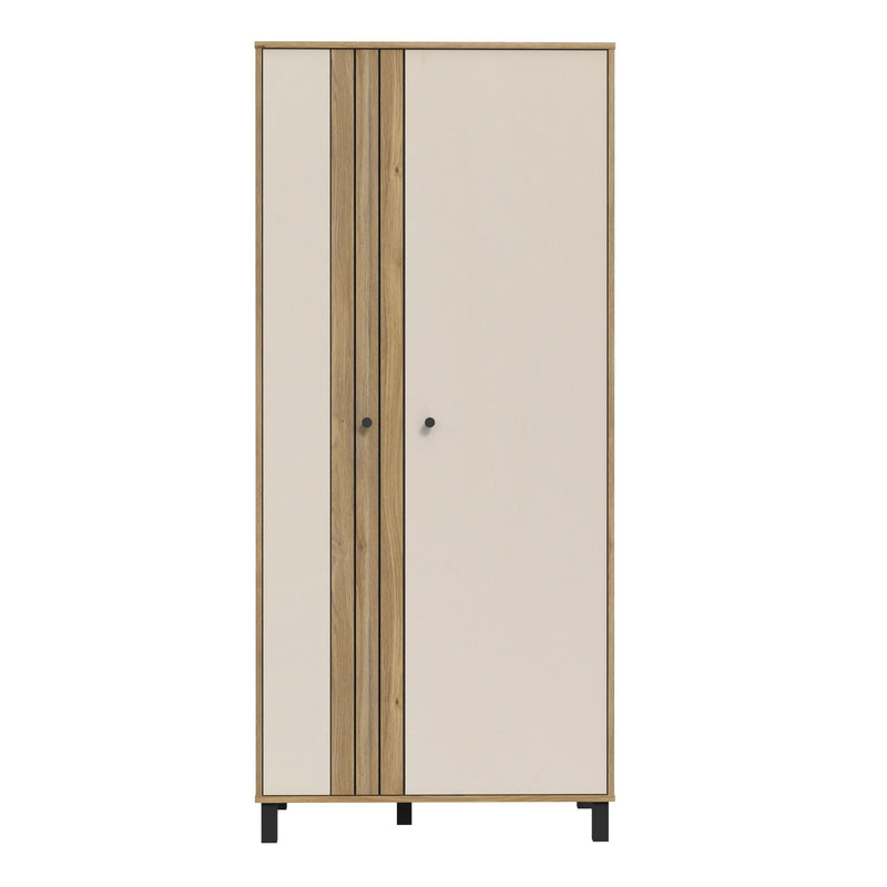 Grafton 2 Door Wardrobe In Cream and Oak – image 2