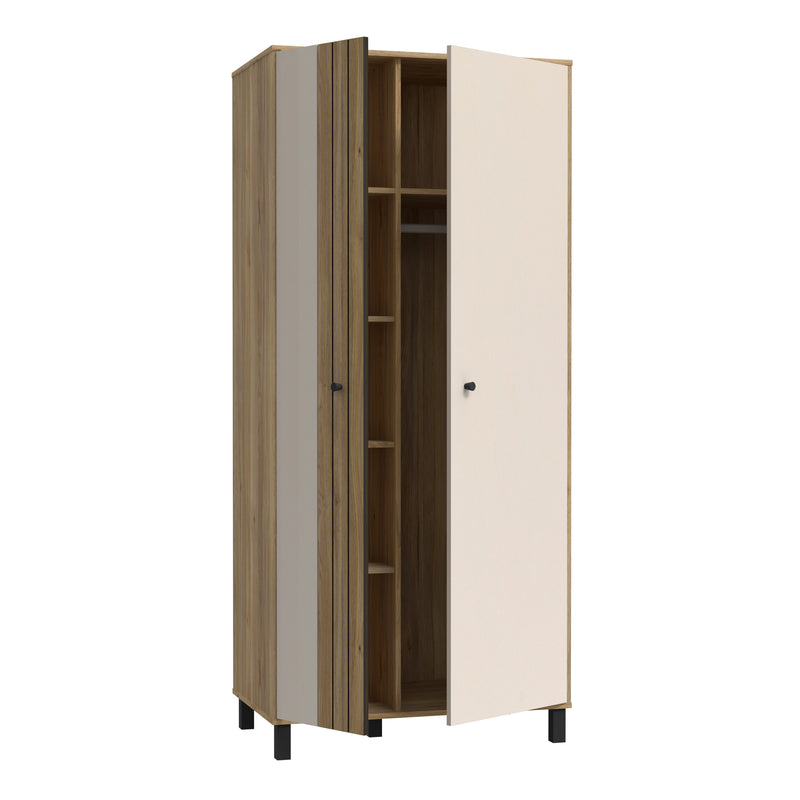 Grafton 2 Door Wardrobe In Cream and Oak – image 3
