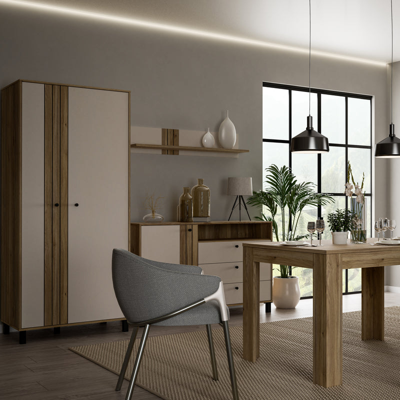 Grafton 2 Door Wardrobe In Cream and Oak – image 6