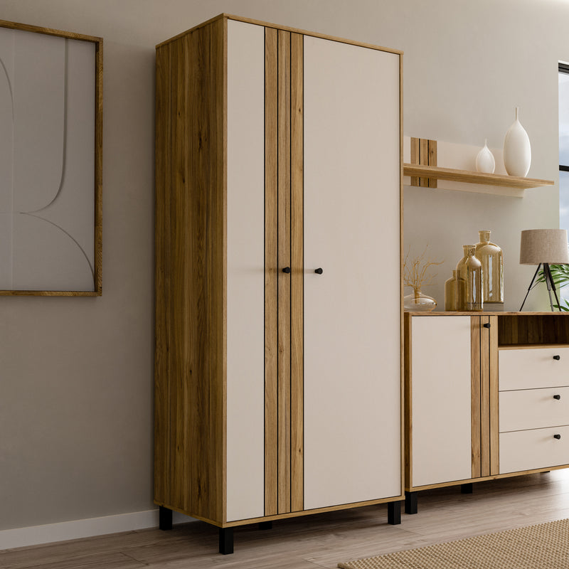Grafton 2 Door Wardrobe In Cream and Oak – image 7