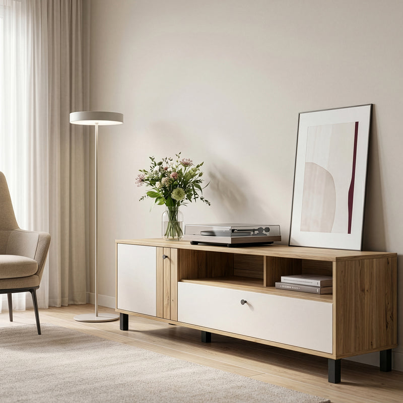 Grafton TV Unit n Cream and Oak – image 5