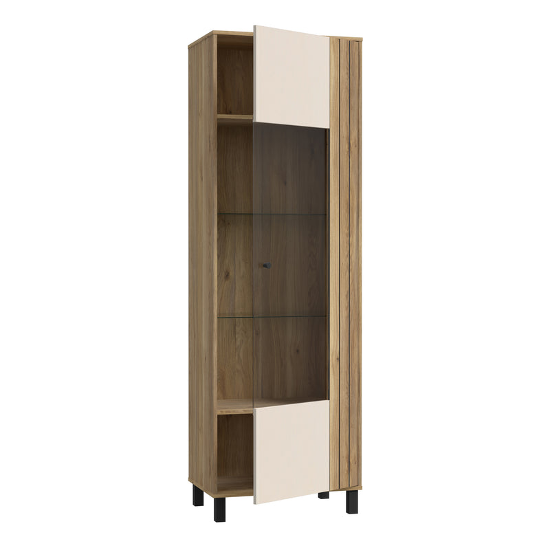Grafton Glass Door Display Cabinet in Cream and Oak – image 3