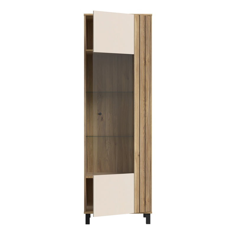 Grafton Glass Door Display Cabinet in Cream and Oak – image 4