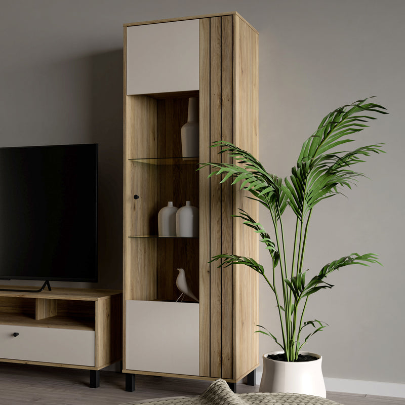 Grafton Glass Door Display Cabinet in Cream and Oak – image 7