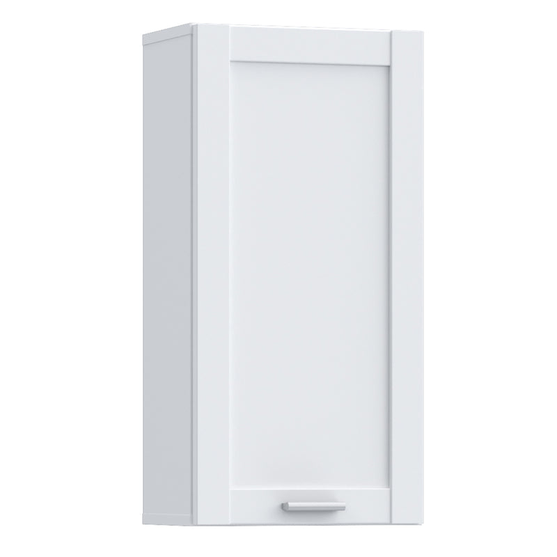 Lokko Hanging Cupboard with 1 Door & Silver Handle in White – image 1