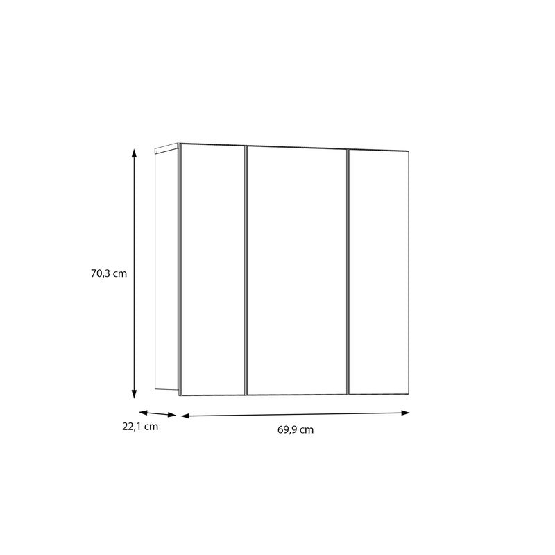 Lokko Hanging Cupboard with 3 Mirror Doors in White – image 10