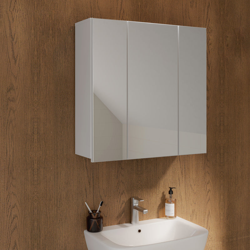 Lokko Hanging Cupboard with 3 Mirror Doors in White – image 7