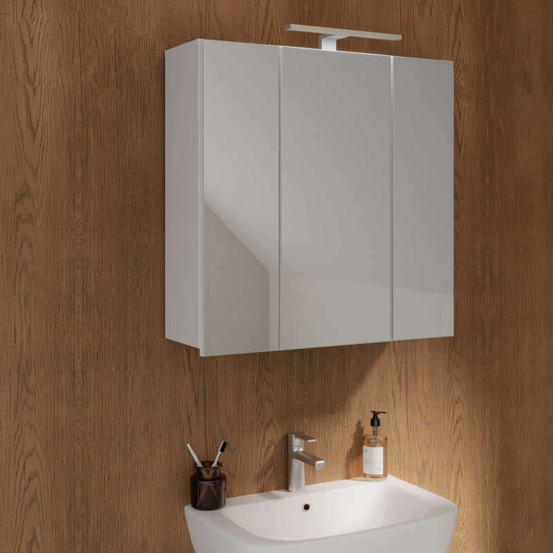 Lokko Hanging Cupboard with 3 Mirror Doors in White – image 8