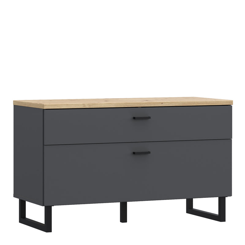 Klara TV Unit with 1 Drawer 1 Flip Door in Grey and Oak – image 1