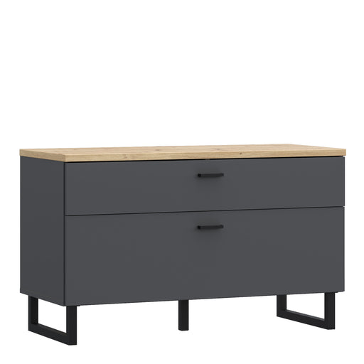 Klara TV Unit with 1 Drawer 1 Flip Door in Grey and Oak – image 1