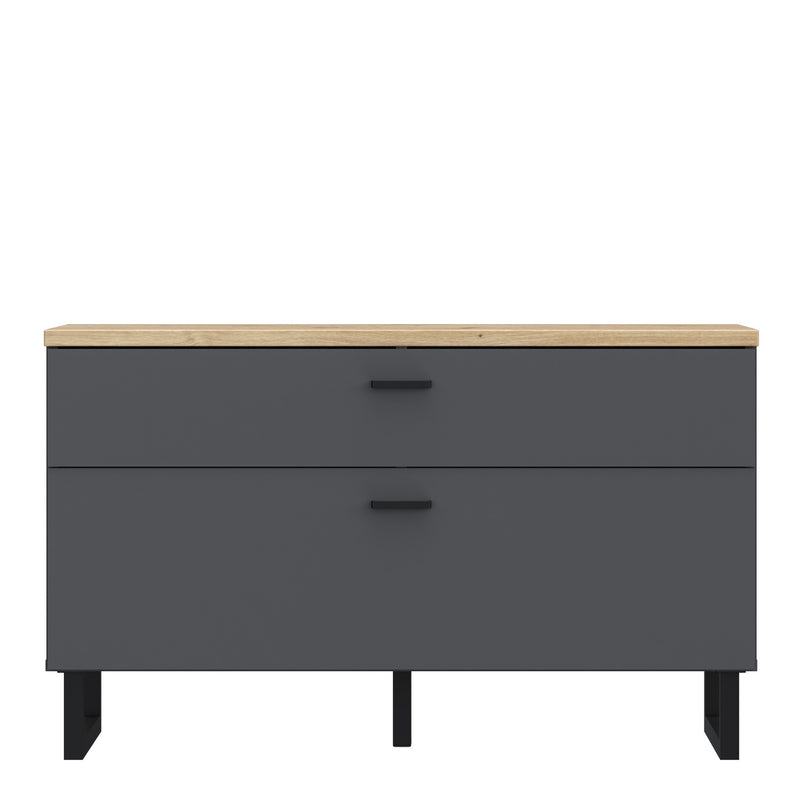 Klara TV Unit with 1 Drawer 1 Flip Door in Grey and Oak – image 2