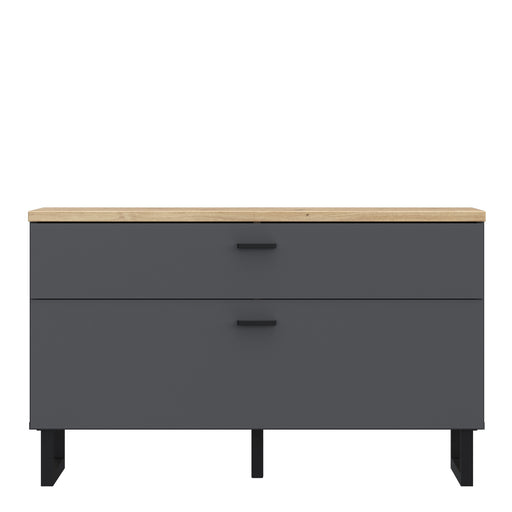 Klara TV Unit with 1 Drawer 1 Flip Door in Grey and Oak – image 2