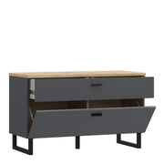 Klara TV Unit with 1 Drawer 1 Flip Door in Grey and Oak – image 3