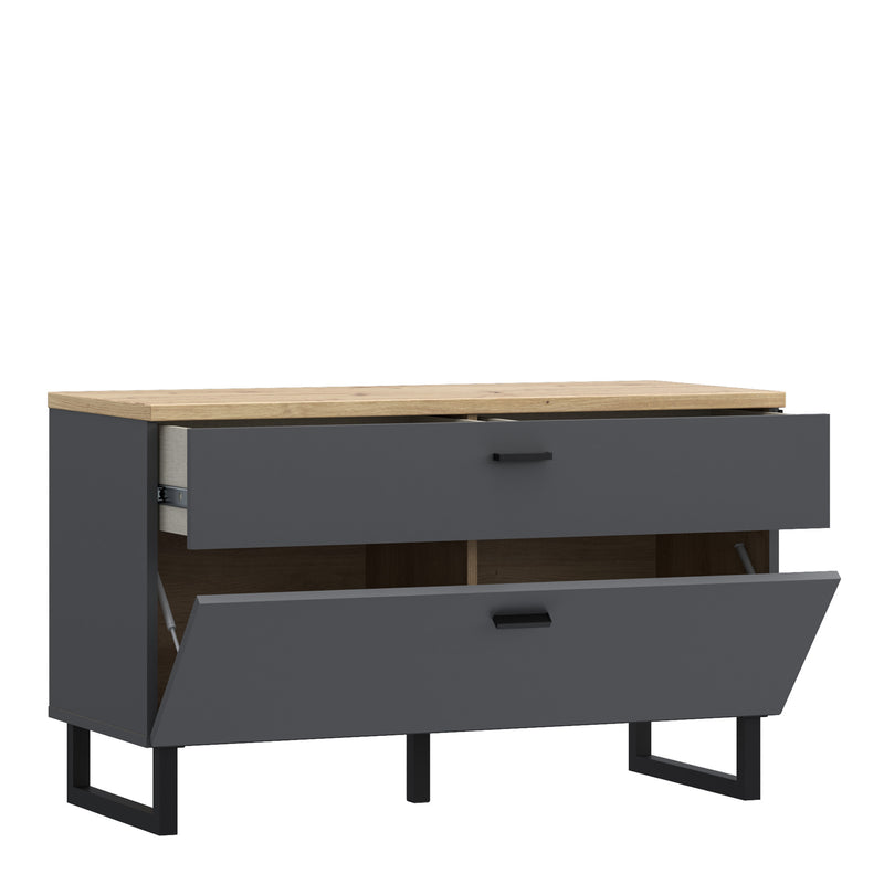 Klara TV Unit with 1 Drawer 1 Flip Door in Grey and Oak – image 3