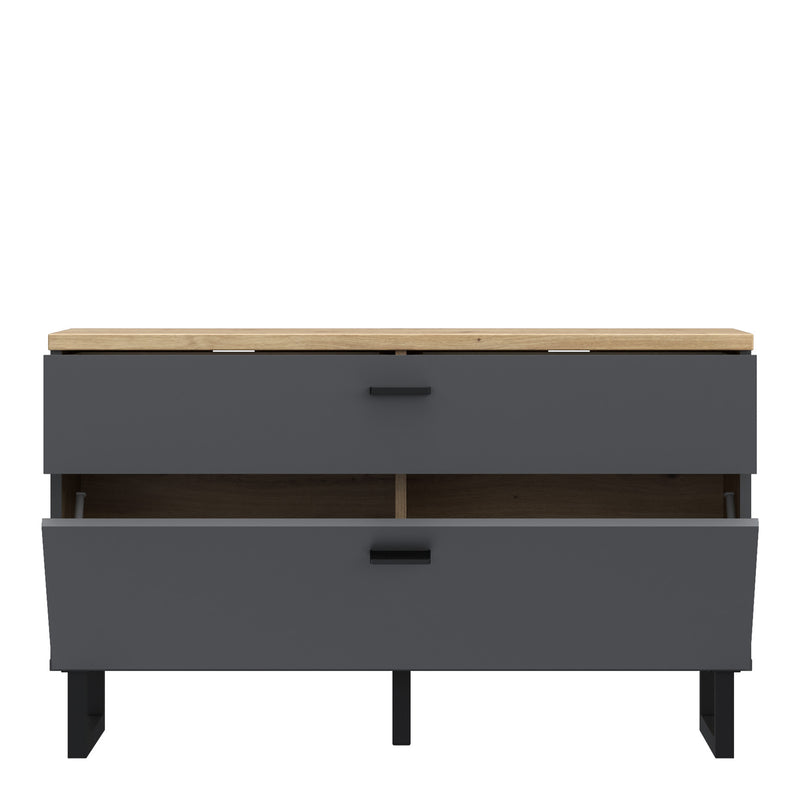 Klara TV Unit with 1 Drawer 1 Flip Door in Grey and Oak – image 4
