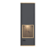Klara Display Cabinet with 1 Glass Door in Grey and Oak inc LED Lighting – image 2