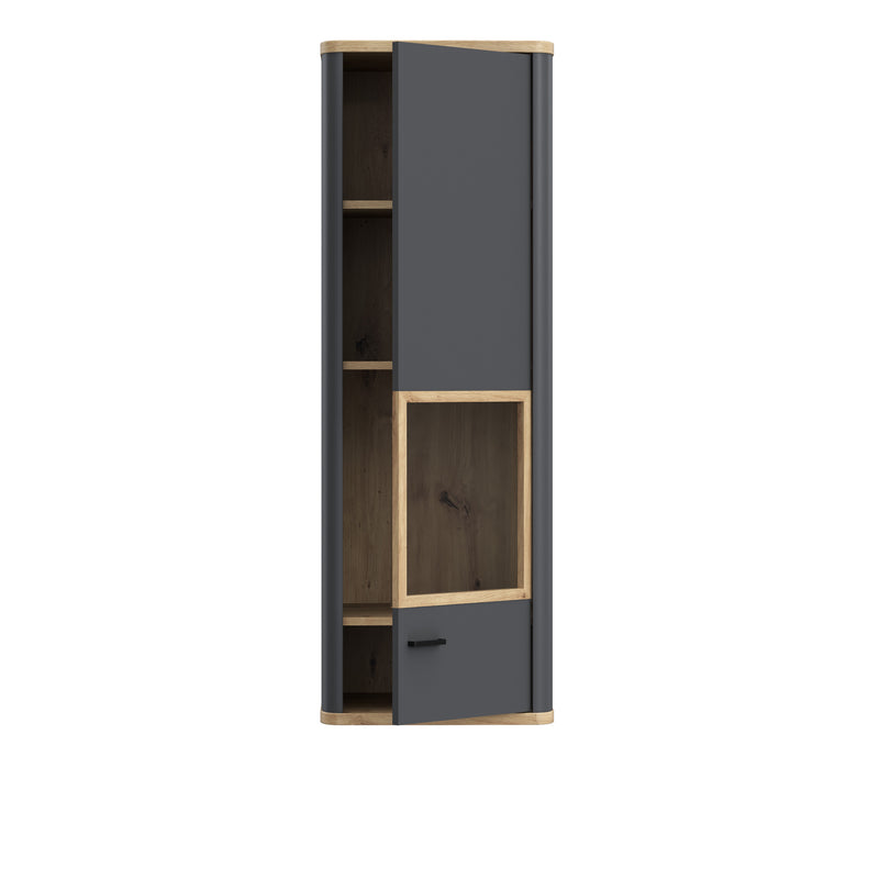 Klara Display Cabinet with 1 Glass Door in Grey and Oak inc LED Lighting – image 4