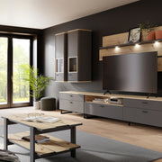 Klara Display Cabinet with 1 Glass Door in Grey and Oak inc LED Lighting – image 5