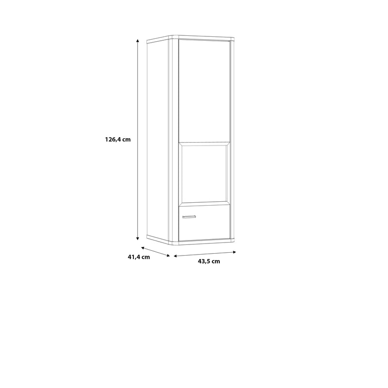 Klara Display Cabinet with 1 Glass Door in Grey and Oak inc LED Lighting – image 8