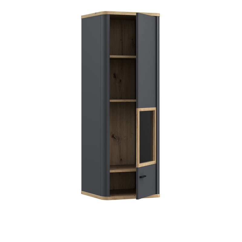 Klara Display Cabinet with 1 Glass Door in Grey and Oak – image 3