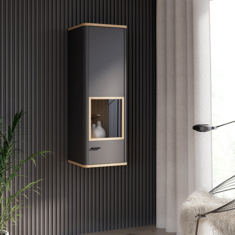 Klara Display Cabinet with 1 Glass Door in Grey and Oak – image 6