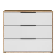 Orkney 3 Drawer Chest in Mauvella Oak and White Gloss – image 2