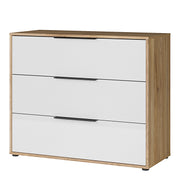 Orkney 3 Drawer Chest in Mauvella Oak and White Gloss – image 3