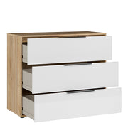 Orkney 3 Drawer Chest in Mauvella Oak and White Gloss – image 4