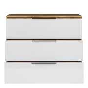 Orkney 3 Drawer Chest in Mauvella Oak and White Gloss – image 5