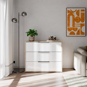 Orkney 3 Drawer Chest in Mauvella Oak and White Gloss – image 6