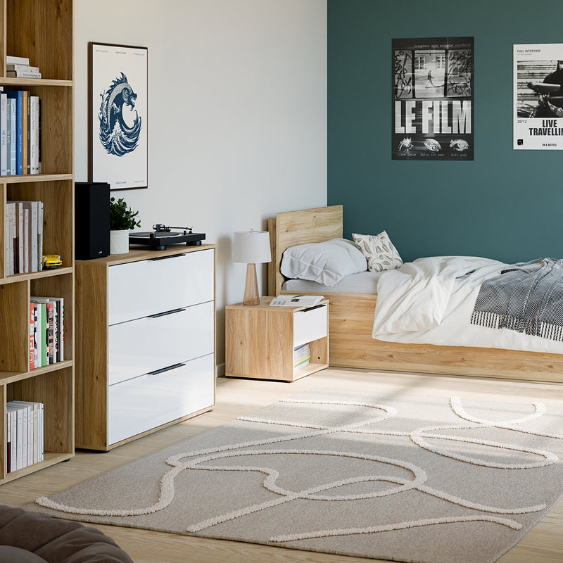 Orkney 3 Drawer Chest in Mauvella Oak and White Gloss – image 7