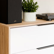 Orkney 3 Drawer Chest in Mauvella Oak and White Gloss – image 8