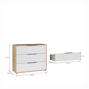 Orkney 3 Drawer Chest in Mauvella Oak and White Gloss – image 9